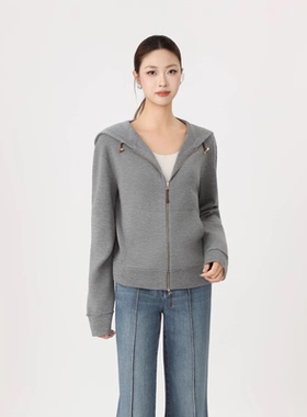 小灰兔正品2025秋百搭时尚潮流休闲连帽针织卫衣148048-4T28531