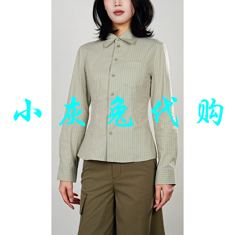 小灰兔代购2026秋新百搭条纹修身职业长袖衬衫530022-1P28563