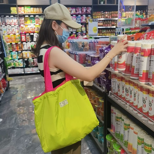 纯色大容量超市环保购物袋折叠