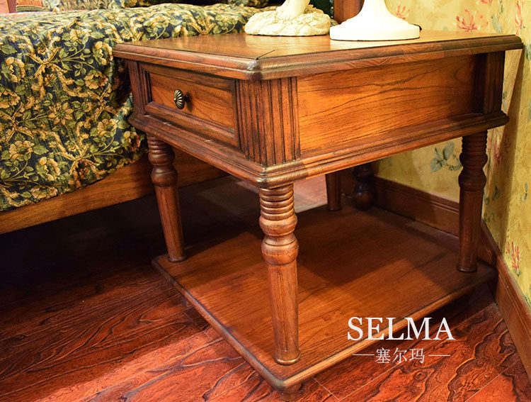 塞尔玛实木床头柜储物柜床边柜床头包邮柜床头欧式柜白蜡木
