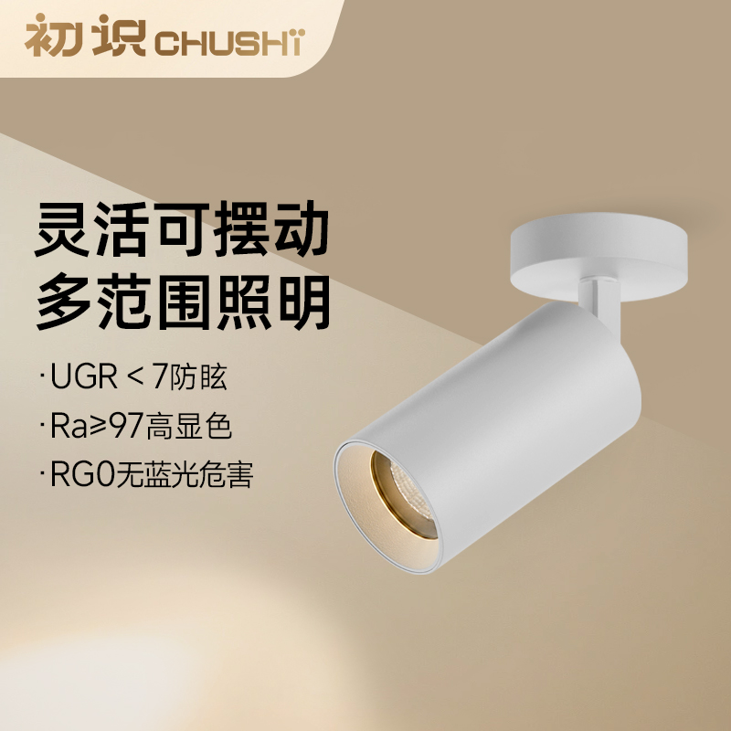 初识灯饰 led射灯明装cob天花灯客厅背景墙照画灯暗装过道聚光灯