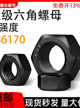 12级六角螺母高强度螺丝帽黑色螺栓帽M6M10M12-M16M18M20M36M56