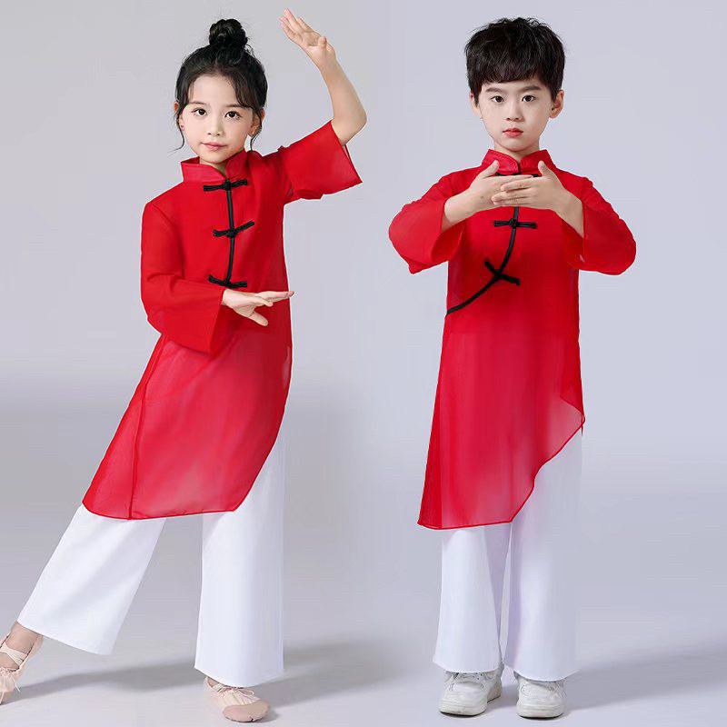 幼儿童古典舞书童男童演出合唱中国风舞蹈服练功训练服渐变色万疆