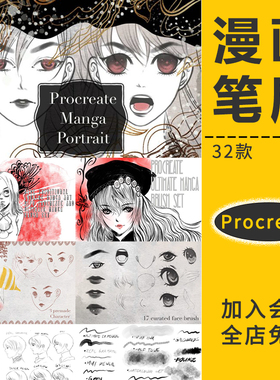 procreate笔刷漫画线稿起动漫网点速度人像手绘插画素描ipad平板