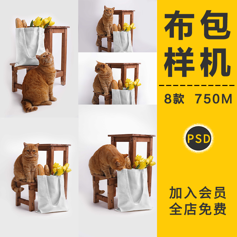 创意手提帆布袋无纺布帆布包设计效果图场景展示PSD贴图样机素材