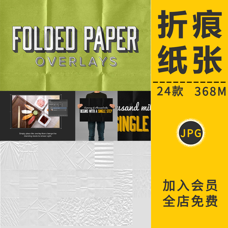 复古折痕褶皱纸张噪点旧质感纹理高清背景印刷图片海报合成PS素材