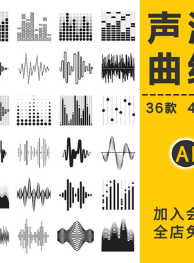 声波音浪音频动感跳动音乐音轨波浪起伏元素分贝动态AI矢量图素材