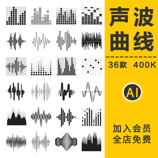 声波音浪音频动感跳动音乐音轨波浪起伏元素分贝动态AI矢量图素材