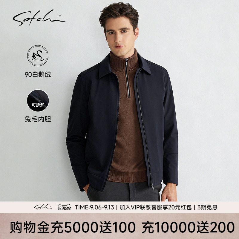 Satchi兔毛内胆行政鹅绒外套