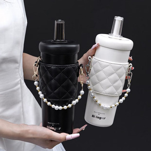 世大家纯钛吸管保温杯女生高档轻奢高颜值水杯便携大容量钛杯礼物