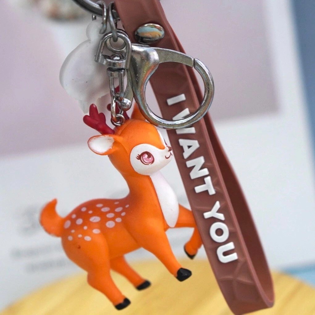 新款卡通梅花鹿钥匙扣小鹿公仔挂件创意包包挂饰精美饰品活动礼品