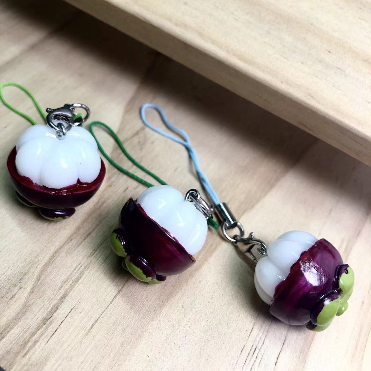 创意山竹钥匙扣挂件树脂 仿真蔬菜水果挂饰礼品现货