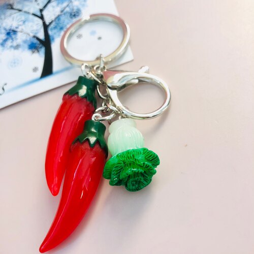 红辣椒钥匙扣小挂件创意个性汽车可爱女钥匙链圈环锁匙扣书包挂饰