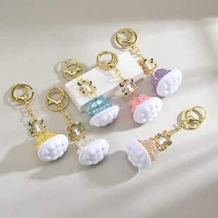 创意幻彩睡梦小熊亚克力钥匙扣少女心呆萌小熊挂件包包配饰小礼品