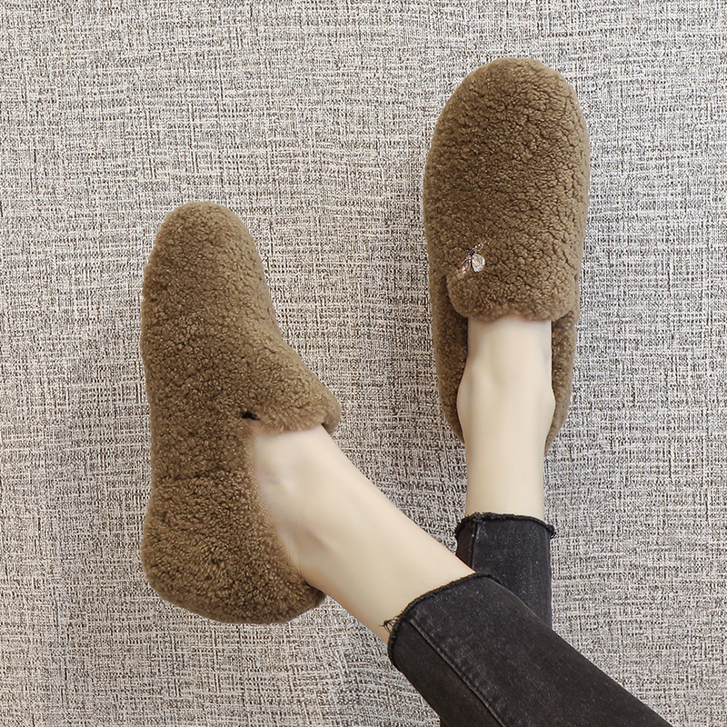 内增高毛毛鞋女冬外穿豆豆鞋加绒