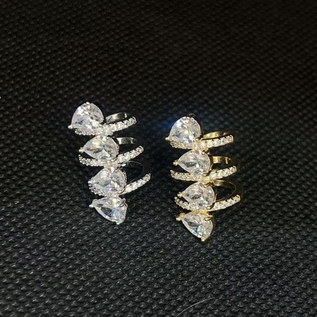 时尚个性小众设计款水滴施家锆耳骨夹开口可调节