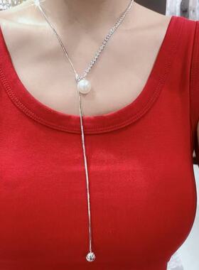 新款多种戴法抽拉绳毛衣链