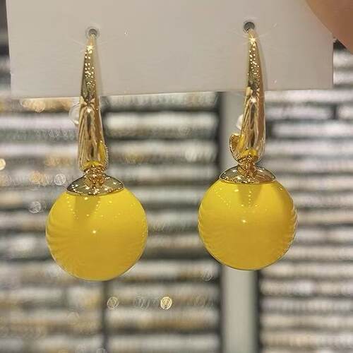 糖果色高级感彩色珠珠耳坠925银色减龄时尚
