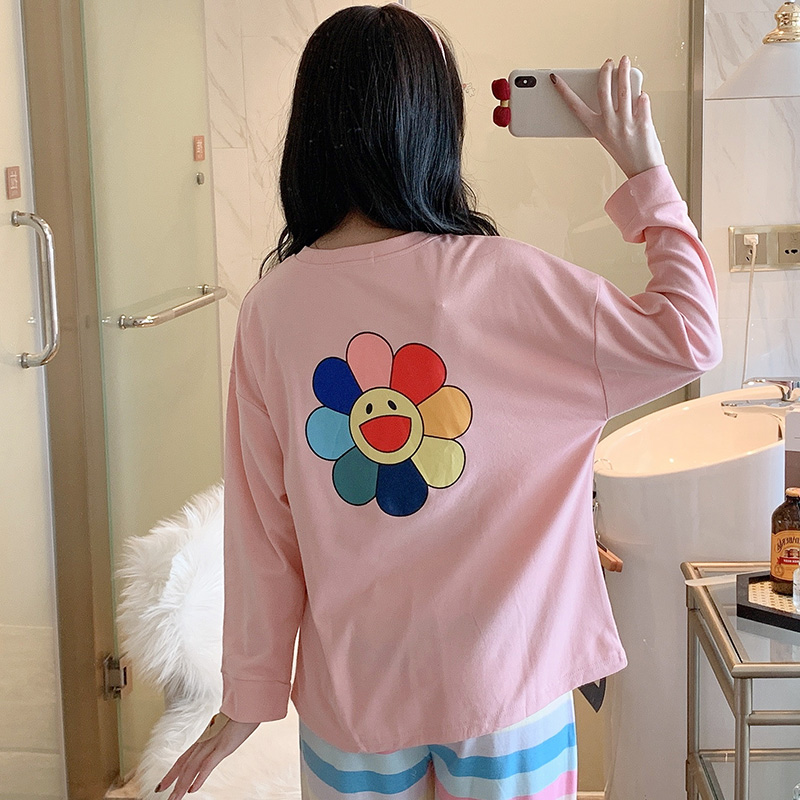 Real pajamas new spring long sleeve combed cotton home suit