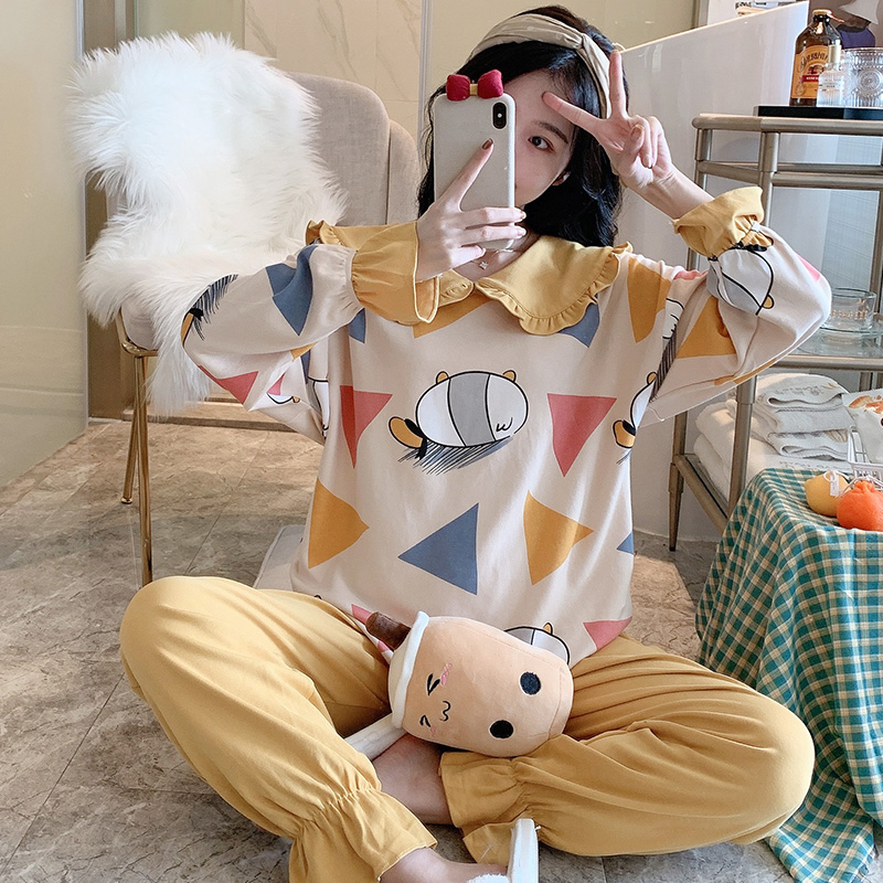 New spring long sleeve combed cotton housewear set