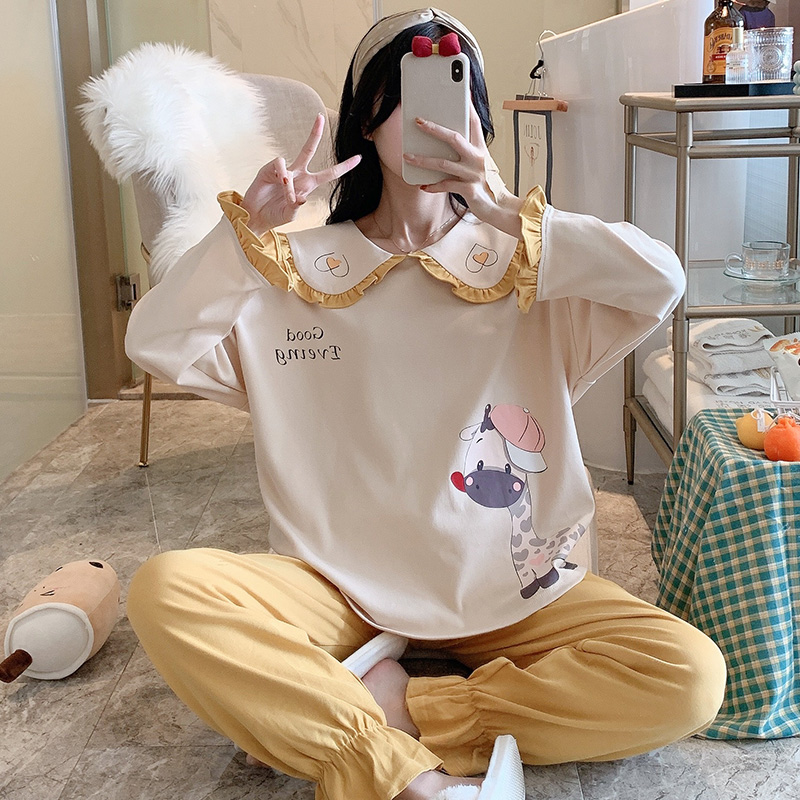 New spring long sleeve combed cotton housewear set