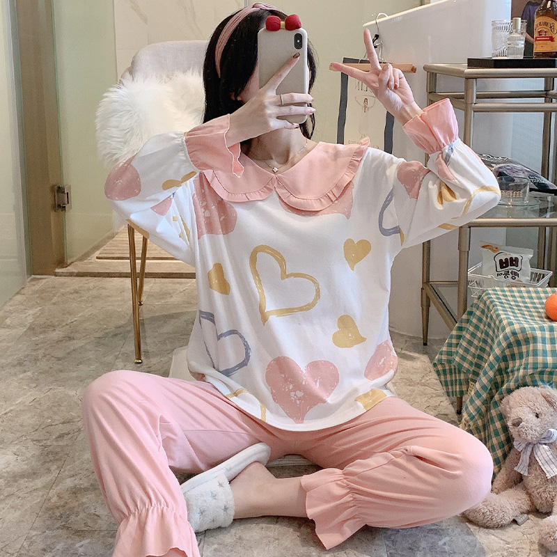 New spring long sleeve combed cotton housewear set