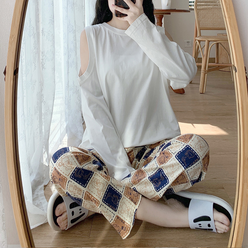 Aishang real pajamas new spring long sleeve cotton home suit