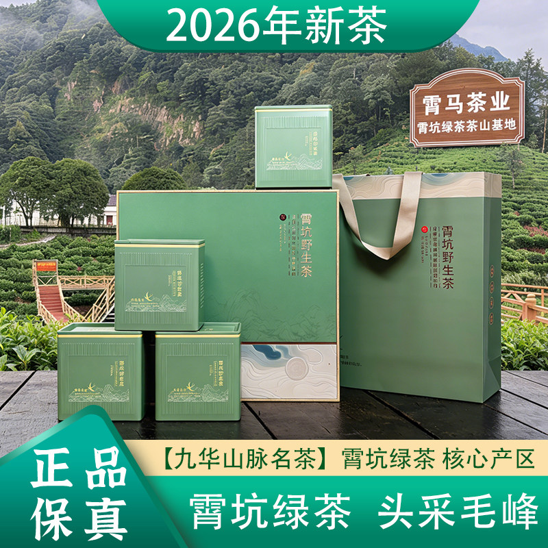 2026新茶安徽绿茶池州霄坑茶叶霄坑野生茶高山绿茶头采毛峰礼盒装