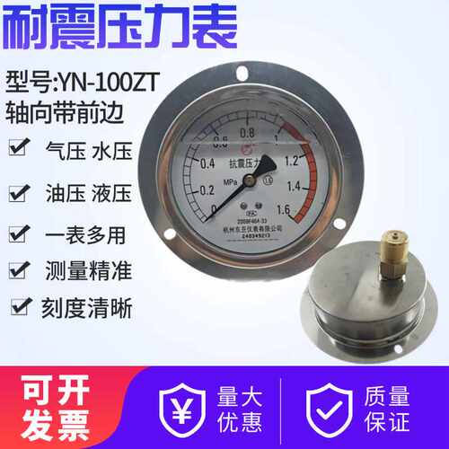 轴向耐震带边真空压力表YN-100ZT
