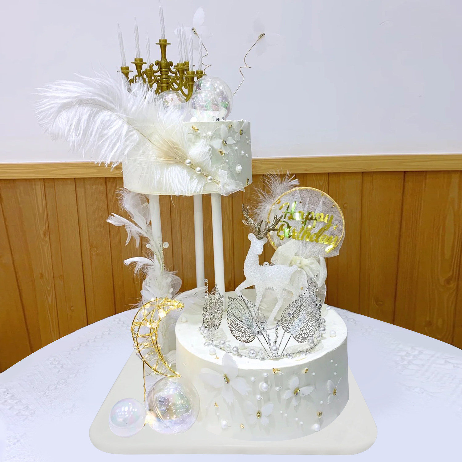 悬浮蛋糕模型仿真2023新款小鹿卡通可定制塑胶假样品橱窗摆设道具