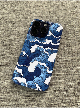 蓝色海浪浮世绘适用IqooNeo9S华为Pura70 Ultra软套三星S24全包硬壳小米civi4真我GTNeo6苹果15Pro Max手机壳