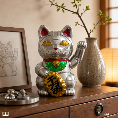 OFFART招财猫铂金版桌面摆件