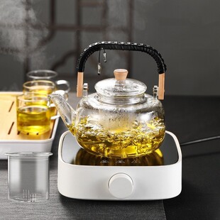 大容量提梁壶高硼硅玻璃电陶炉煮茶绑绳烧水壶可加热简约泡茶壶