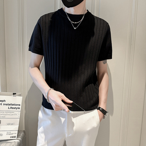 高级感冰丝T恤男ins夏季2023新款男装上衣服75005-P58控78图片