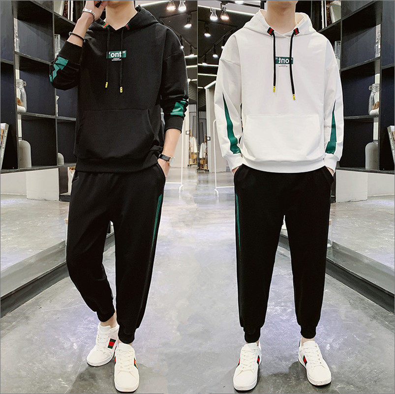 Spring 2021 Korean youth bodysuit suit men's casual fashion brand two piece hoodless suit