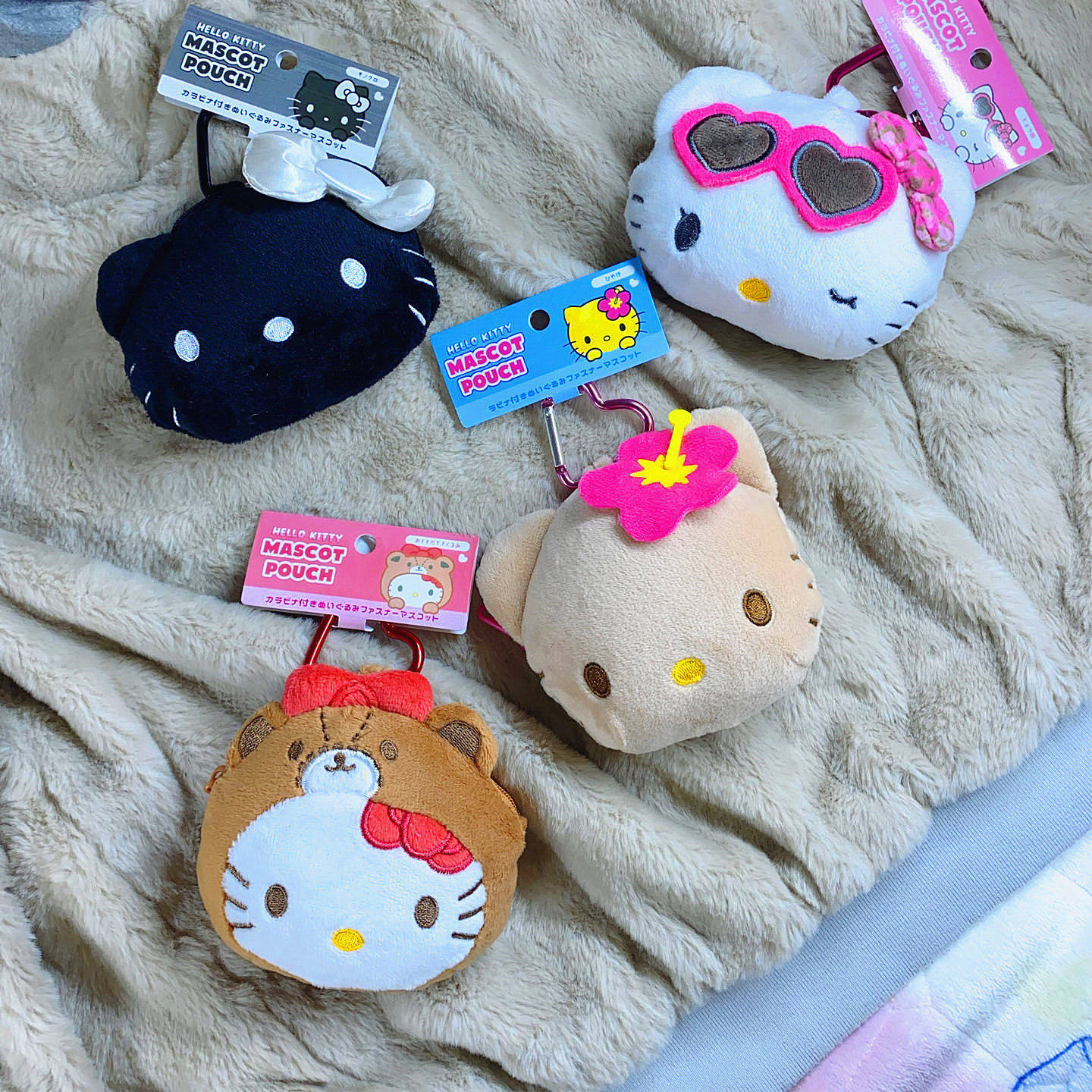 日系卡通黑皮猫咪刺绣可爱零钱包夹棉耳机包口红收纳小挂包包挂件