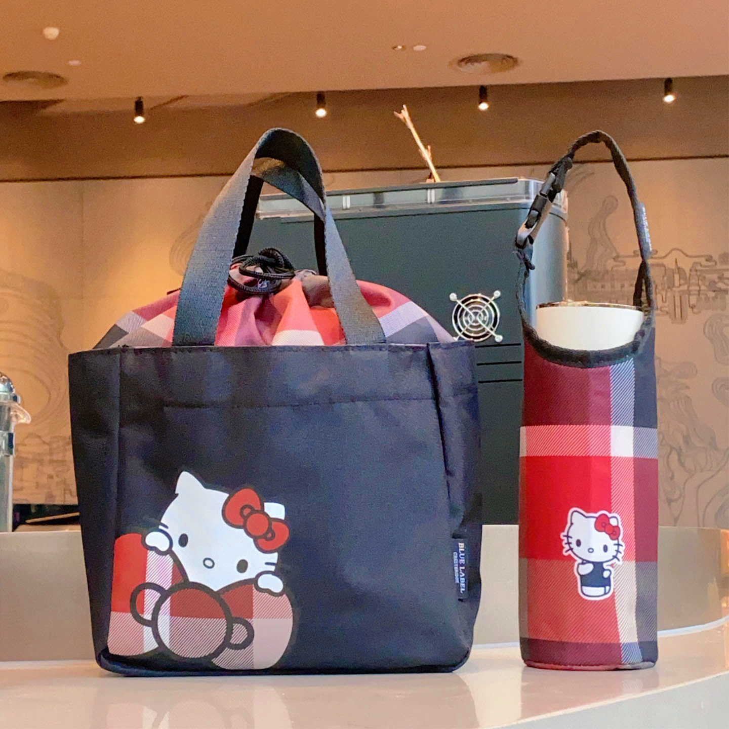 卡通蝴蝶结猫咪便当包水壶包