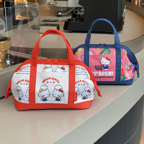 日系卡通猫咪保温包手提饭盒袋