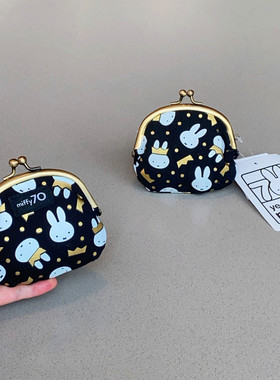 日系卡通米飞兔帆布印花口金包70周年可爱夹子包零钱包首饰收纳包
