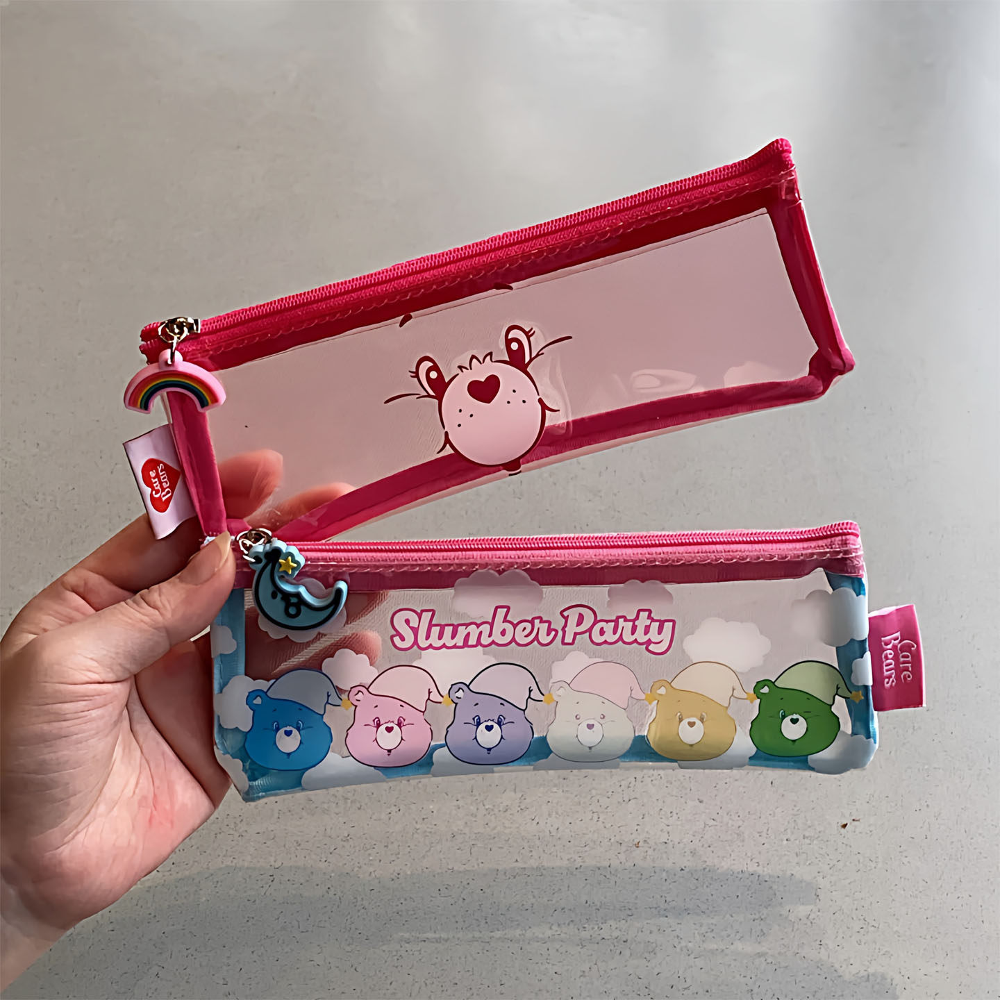 日系卡通彩虹熊牡蛎PVC 网纱拼接透明笔袋彩色可爱文具收纳拉链袋,文具电教/文化用品/商务用品,笔袋,淘宝优惠券,粉丝福利购,淘宝优惠卷