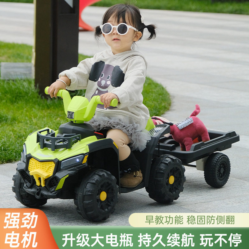 新款儿童电动车摩托沙滩四轮车蓝牙贷后兜大号男女宝宝玩具可坐人