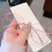 无边框近视眼镜女韩版 潮网上配度数防蓝光大脸显瘦素颜纯欲平光镜