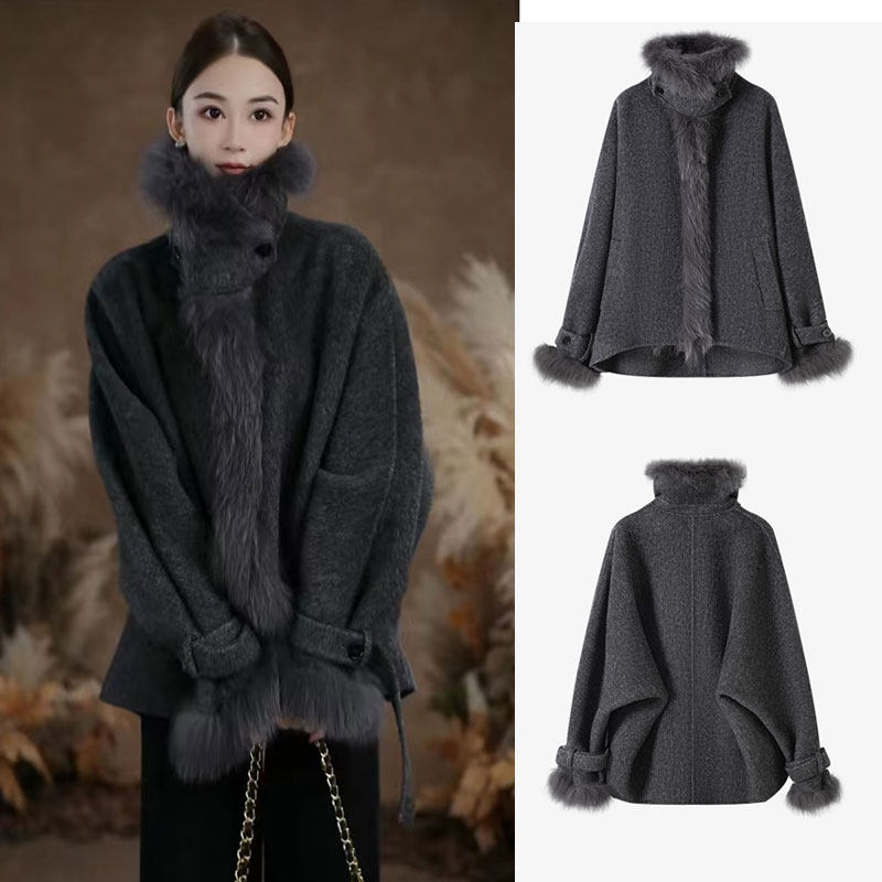 【格林威治】轻奢女装新款立领狐毛秋冬保暖女士短款毛呢外套大衣,女装/女士精品,毛呢外套,淘宝优惠券,粉丝福利购,淘宝优惠卷