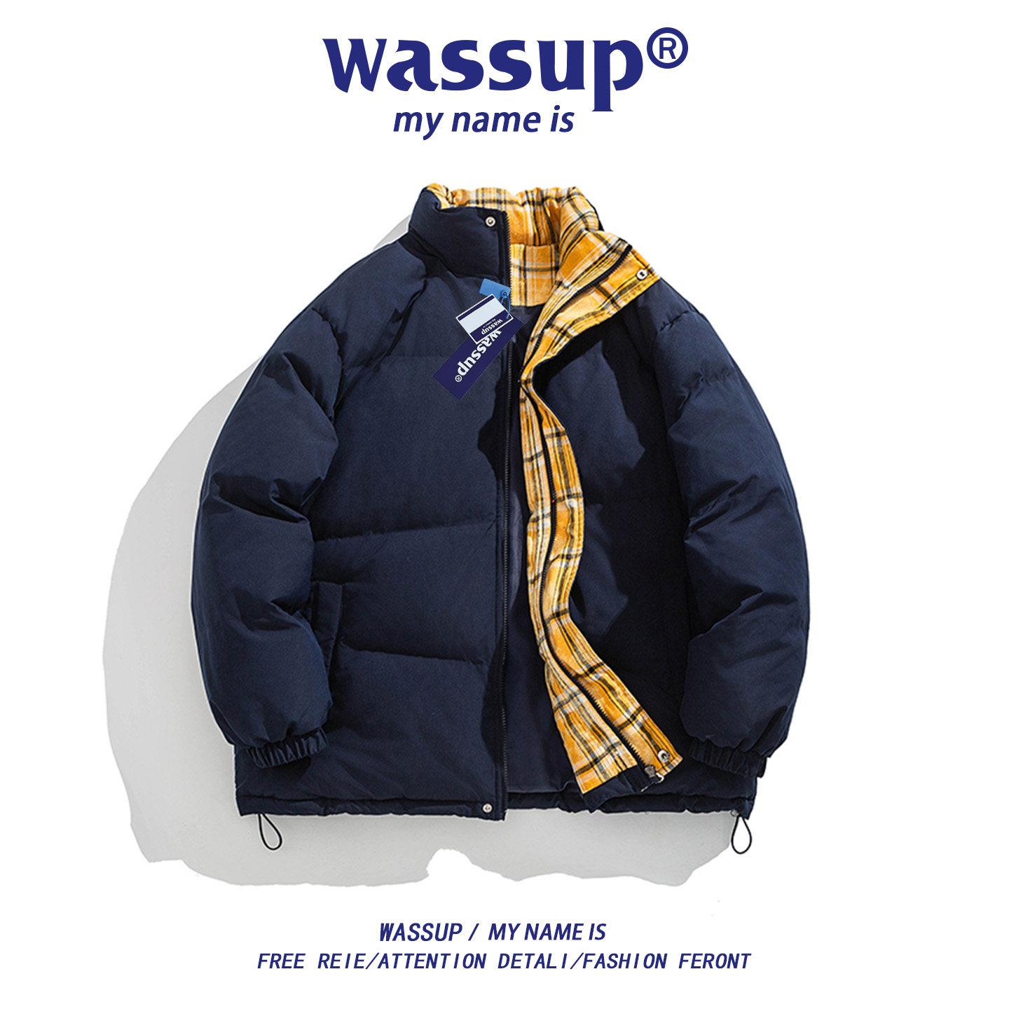WASSUP立领拼接撞色棉服