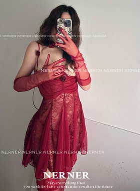 NERNER 娇俏可人* 高品质透花朵蕾丝性感舒适收腰睡裙 露胸超欲！