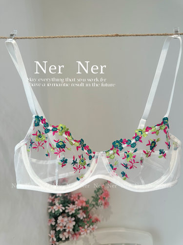 Ner浪漫蕾丝花朵刺绣内衣带钢圈性感女士文胸套装