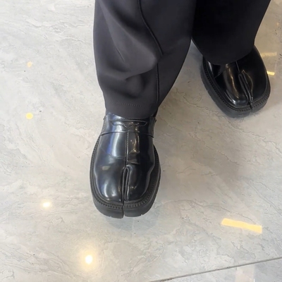 2026新款分趾厚底懒人乐福鞋女