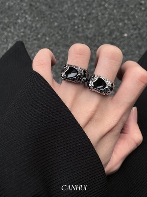 暗黑风男女小众戒指开口可调节