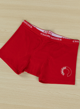 ERD CRAZY 红色-基础160克重弹力平角裤罗纹织带爱心马蹄内裤男潮