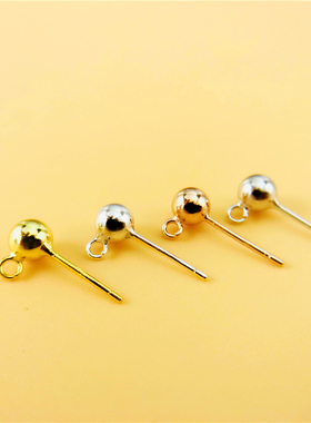耳钉配件DIY925纯银光面加圈耳坠